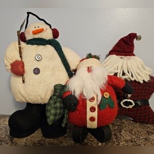 3 Piece Christmas Decor Set Snowman, Santa And Star Santa